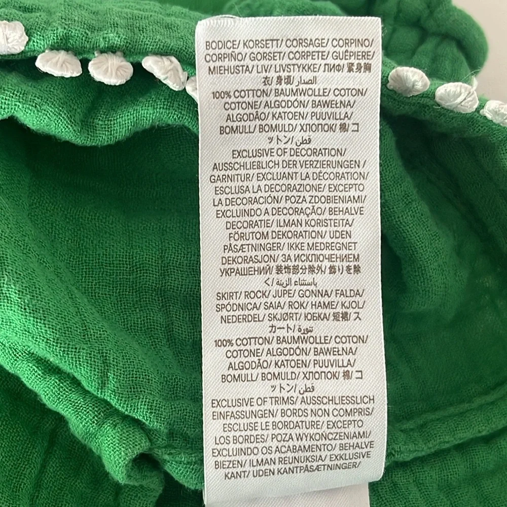Mini Boden Woven Mixed Texture Dress in Bright Green 100% Cotton Size 4-5Y